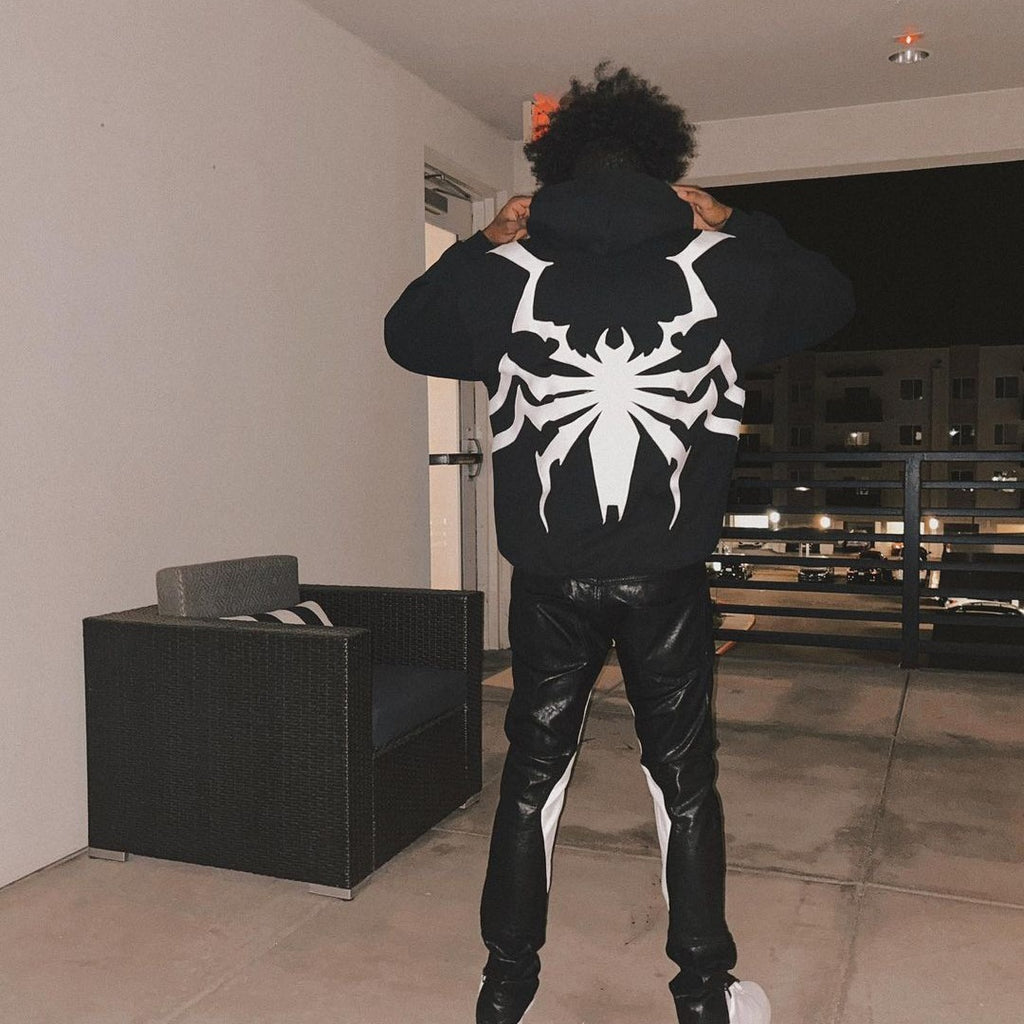 2023 Dark Street Style Spider Print Hoodie for All