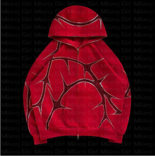 2023 Women's Street Style Hoodie with Rhinestones Set
